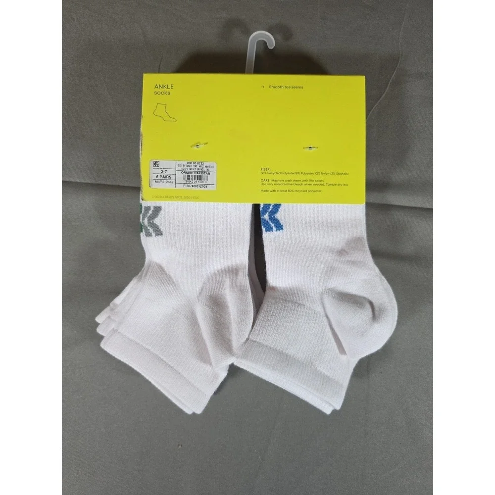 Boys' 6pk Ankle Length Socks‎ - All In Motion White L